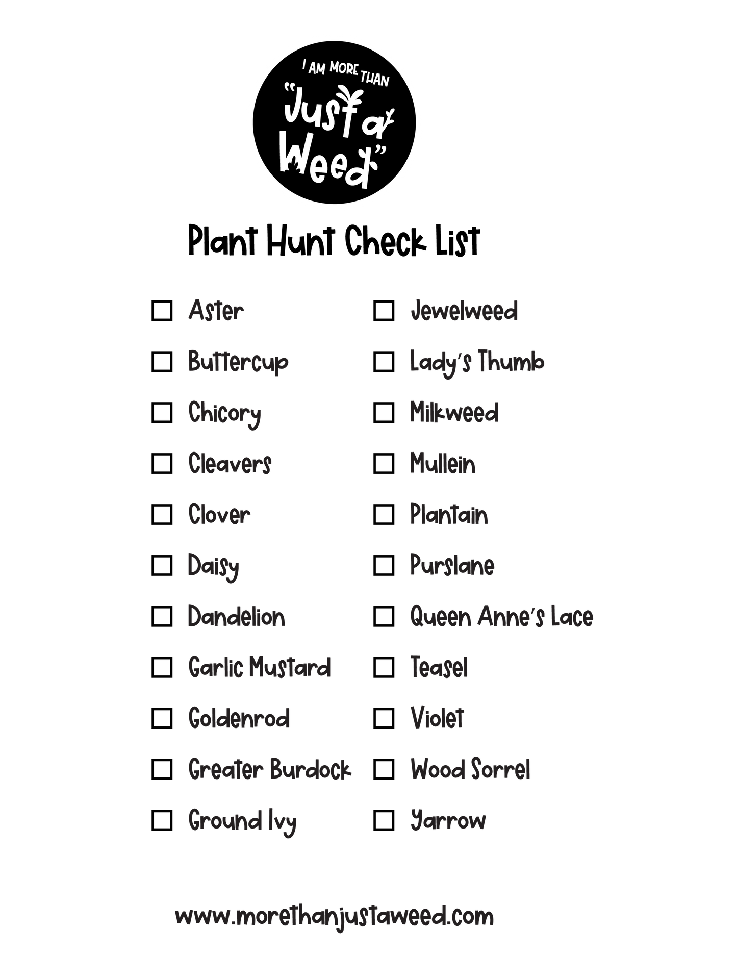 Plant Hunt Check List